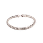 Sterling silver cable-knit bracelet with diamond-accent buckle clasp