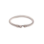 Sterling silver cable bracelet with diamond-accent buckle clasp at center