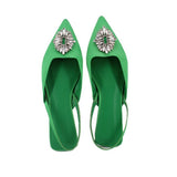 OPEN EDIT SATIN FLATS GREEN 10 US