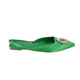 OPEN EDIT SATIN FLATS GREEN 10 US