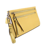 Gelbe Bleecker Clutch mit Schulterriemen und zwei Reißverschlussfächern
