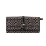 COACH black signature canvas wallet with flap and D-ring clasp