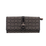 COACH black signature canvas wallet with flap and D-ring clasp