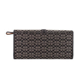 Black signature long wallet with top strap and open wristlet-style handle