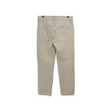 Cream straight denim jeans with back yoke, two rear pockets and belt loops