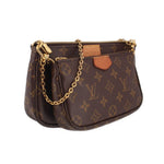 Brown monogram Multi Pochette crossbody bag, chain strap, two outer zip compartments