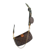 Brown monogram Multi Pochette crossbody with adjustable strap and small round accessory