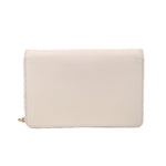 Cream Saffiano crossbody bag back panel with stitched edges