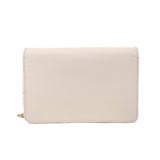 Cream Saffiano crossbody bag back panel with stitched edges