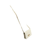 PRADA small saffiano crossbody bag in cream with gold chain strap and flap logo.