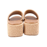 MARC FISHER RAFFIA PLATFORM SANDALS TAN 10 US