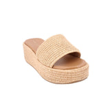 MARC FISHER RAFFIA PLATFORM SANDALS TAN 10 US