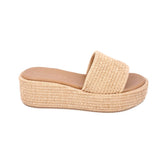 MARC FISHER RAFFIA PLATFORM SANDALS TAN 10 US