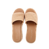 MARC FISHER RAFFIA PLATFORM SANDALS TAN 10 US