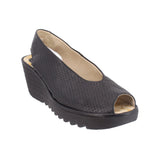 FLY LONDON PREFORATED MULES BLACK 8 US