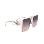 CHRISTIAN DIOR white sunglasses, side view with gradient lenses and thin gold arms