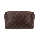 Louis Vuitton monogram bag, brown with repeating LV pattern and tan zipper trim