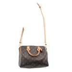 Louis Vuitton monogram crossbody bag with long strap, dark brown and tan leather