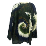 Green tie-dye long-sleeve top with round neck, relaxed fit