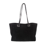 Black CHANEL tote bag with chain handles and minimal front design