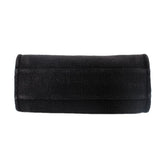 Black CHANEL tote bag top edge with rolled fabric rim