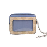 COACH ZIP CARD CASE WALLETS TAN/BLUE