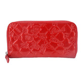 CHANEL PATENT LEATHER EMBOSSED WALLETS RED