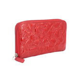 CHANEL PATENT LEATHER EMBOSSED WALLETS RED