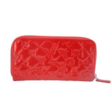 CHANEL PATENT LEATHER EMBOSSED WALLETS RED