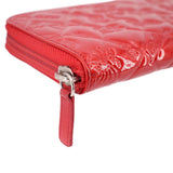 CHANEL PATENT LEATHER EMBOSSED WALLETS RED