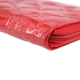 CHANEL PATENT LEATHER EMBOSSED WALLETS RED