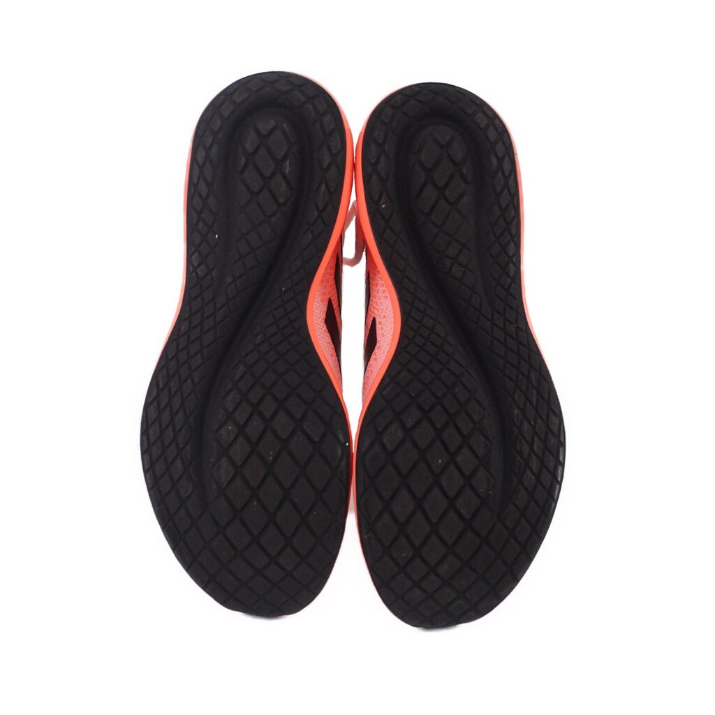 ADIDAS women's coral mesh sneaker outsoles, black tread with orange trim