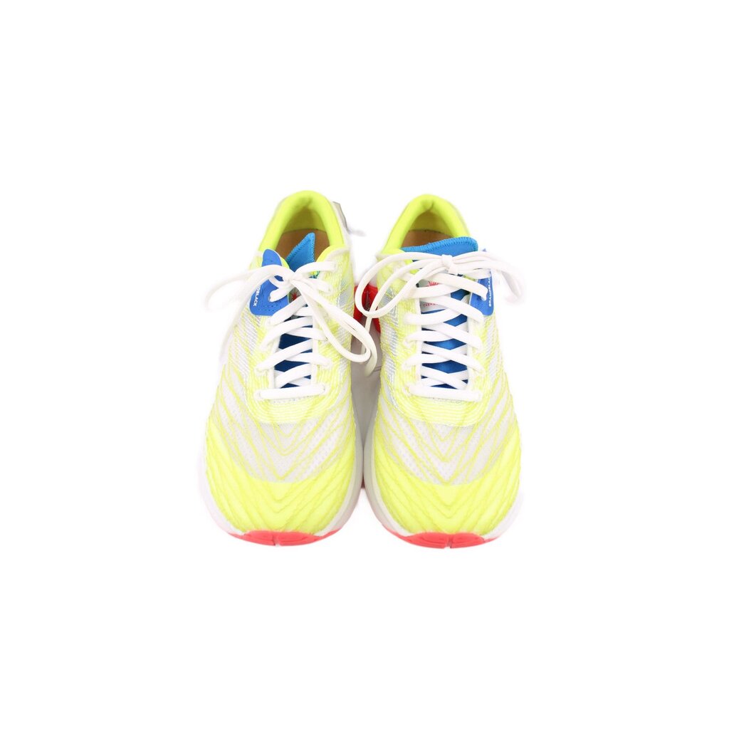 Pair of VIBRAM yellow mesh sneakers with white laces and blue lining accents