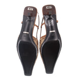 GUCCI CANVAS CRYSTAL HEELS BROWN 39.5 EU | 9 US