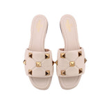 VALENTINO ROMAN STUD SANDALS CREAM 39 EU | 9 US