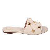 VALENTINO ROMAN STUD SANDALS CREAM 39 EU | 9 US