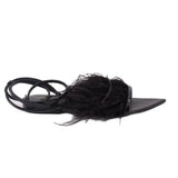 SAINT LAURENT FEATHERED SANDALS BLACK 38 EU | 7.5 US