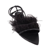 SAINT LAURENT FEATHERED SANDALS BLACK 38 EU | 7.5 US