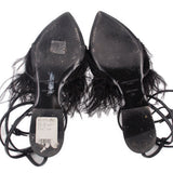 SAINT LAURENT FEATHERED SANDALS BLACK 38 EU | 7.5 US