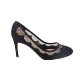 LK BENNETT MESH SUEDE HEELS BLACK 39 EU | 9 US