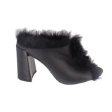 PEDRO GARCIA FUR LINED HEELS BLACK 8.5 US