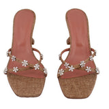 AMINA MUADDI CRYSTAL SANDALS BROWN 39 EU | 9 US