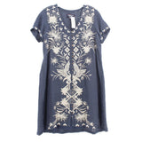 JOHNNY WAS EMBROIDERED DRESSES NAVY S