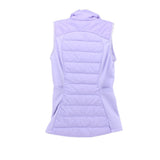 Women's purple quilted down vest, sleeveless, with back yoke and full zipper