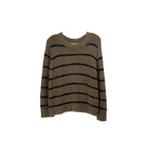 VINCE STRIPED TOPS BROWN L