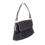 FENDI ZUCCA FLAP SHOULDER BAGS BLACK