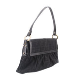 FENDI ZUCCA FLAP SHOULDER BAGS BLACK