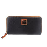 DOONEY & BOURKE PEBBLE GRAIN LARGE ZIP AROUND WALLETS BLACK