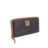 DOONEY & BOURKE PEBBLE GRAIN LARGE ZIP AROUND WALLETS BLACK