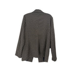 Gray check blazer back with long sleeves and center vent